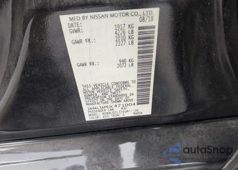 2018 Nissan Altima 2.5 S из США, поврежденный, VIN 1N4AL3AP6JC471004